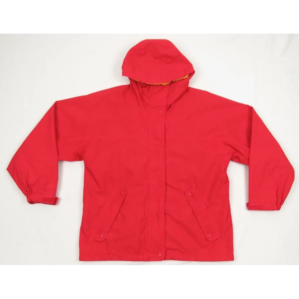 Eddie Bauer Goretex Waterproof Rain Wind Red Mens Hooded Full Zip Coat Jacket S